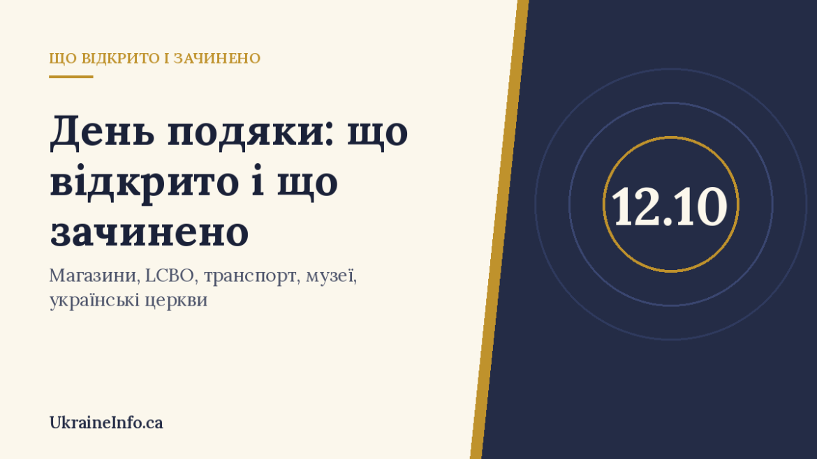 Що відкрито і що зачинено на День подяки, 12 жовтня 2026